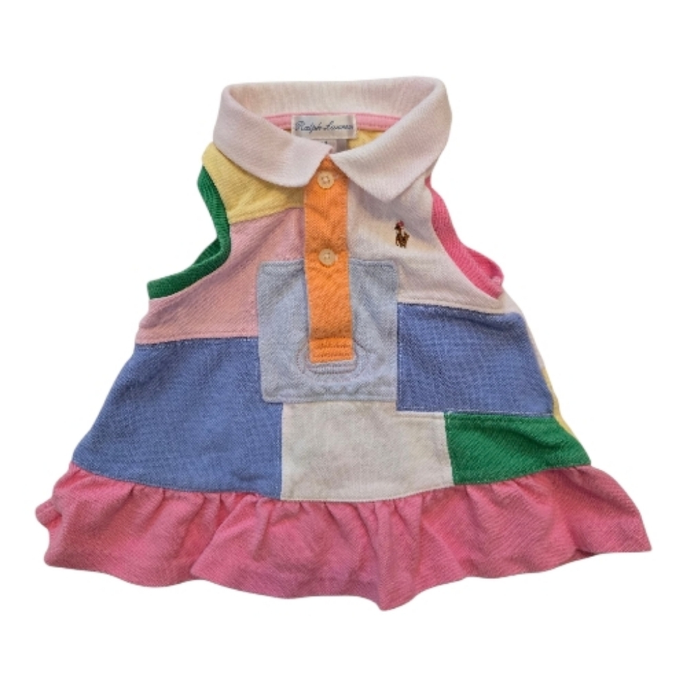 Ralph Lauren Multicolor Polo Collar Patchwork Dress